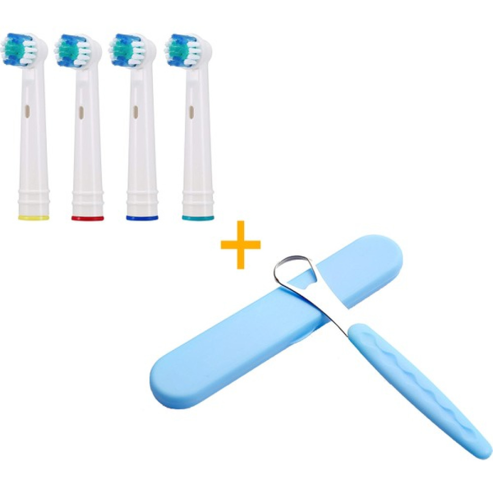 Kyver 4’lü Paket Oral-B ile Uyumlu Yedek Diş Fırçası Başlığı ve Dil Temizleme Aparatı - Mavi Şarjlı Diş Fırçası ve Aksesuarları Fiyatı