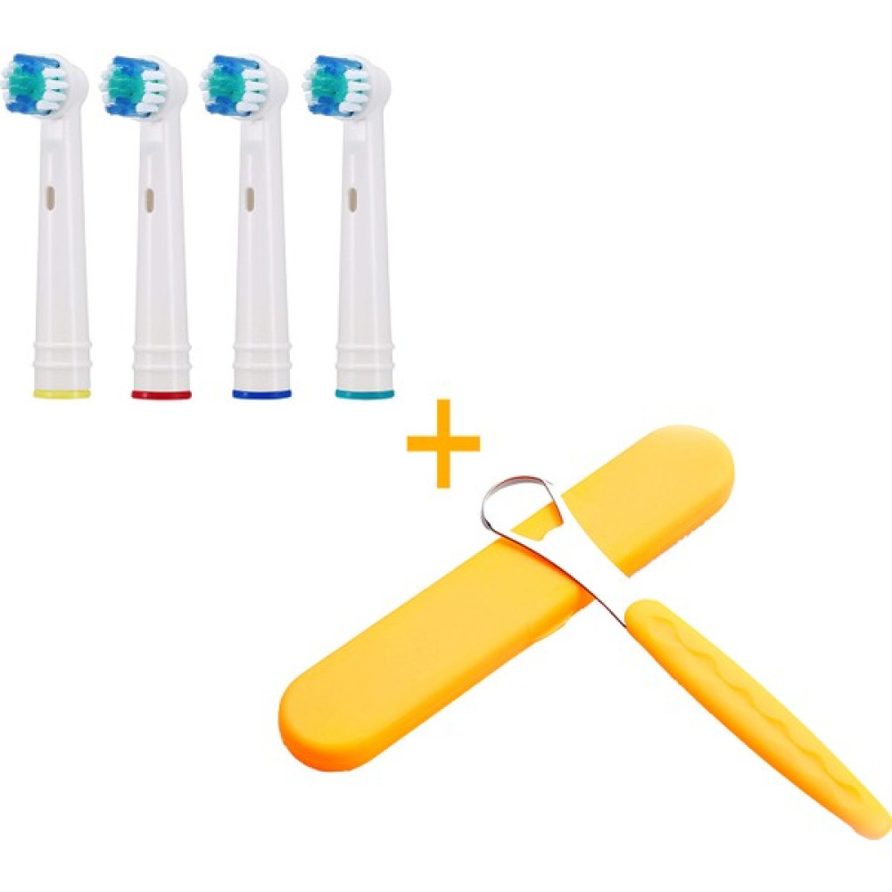 Kyver 4’lü Paket Oral-B ile Uyumlu Yedek Diş Fırçası Başlığı ve Dil Temizleme Aparatı - Turuncu Şarjlı Diş Fırçası ve Aksesuarları Fiyatı