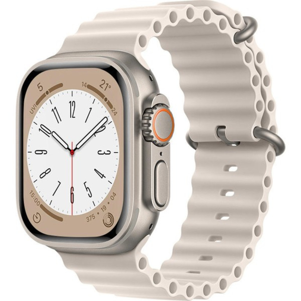 Kyver Apple Watch ile Uyumlu Seri 9/8/7/6/se/5/4/3 Okyanus Silikon Kordon 45/44/42MM ve 41/40/38MM ile Uyumlu - 38/40/41mm - Bej Giyilebilir Teknoloji Aksesuarları Fiyatı