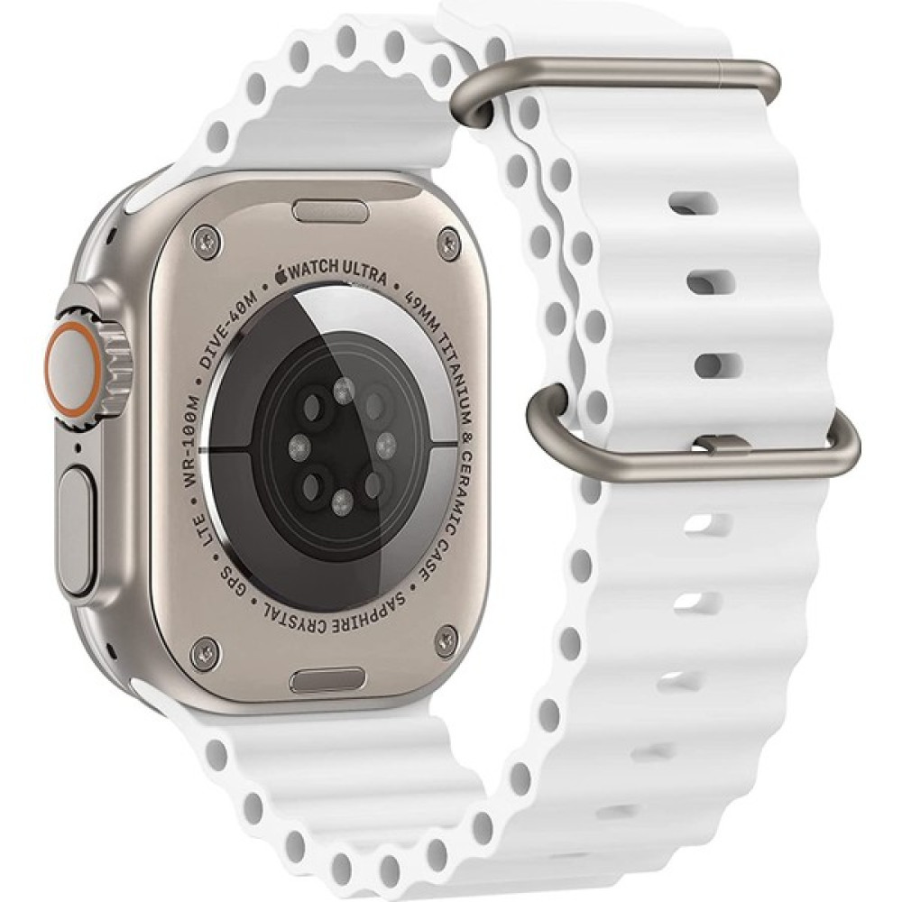 Kyver Apple Watch ile Uyumlu Seri 9/8/7/6/se/5/4/3 Okyanus Silikon Kordon 45/44/42MM ve 41/40/38MM ile Uyumlu - 42/44/45mm - Beyaz Giyilebilir Teknoloji Aksesuarları Fiyatı