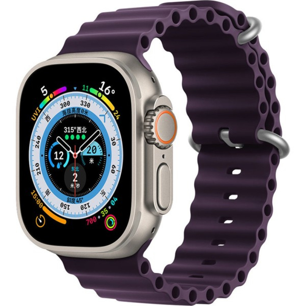 Kyver Apple Watch ile Uyumlu Seri 9/8/7/6/se/5/4/3 Okyanus Silikon Kordon 45/44/42MM ve 41/40/38MM ile Uyumlu - Mor - 42/44/45mm Giyilebilir Teknoloji Aksesuarları Fiyatı