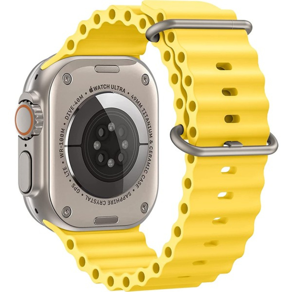 Kyver Apple Watch ile Uyumlu Seri 9/8/7/6/se/5/4/3 Okyanus Silikon Kordon 45/44/42MM ve 41/40/38MM ile Uyumlu - Sarı - 42/44/45mm Giyilebilir Teknoloji Aksesuarları Fiyatı