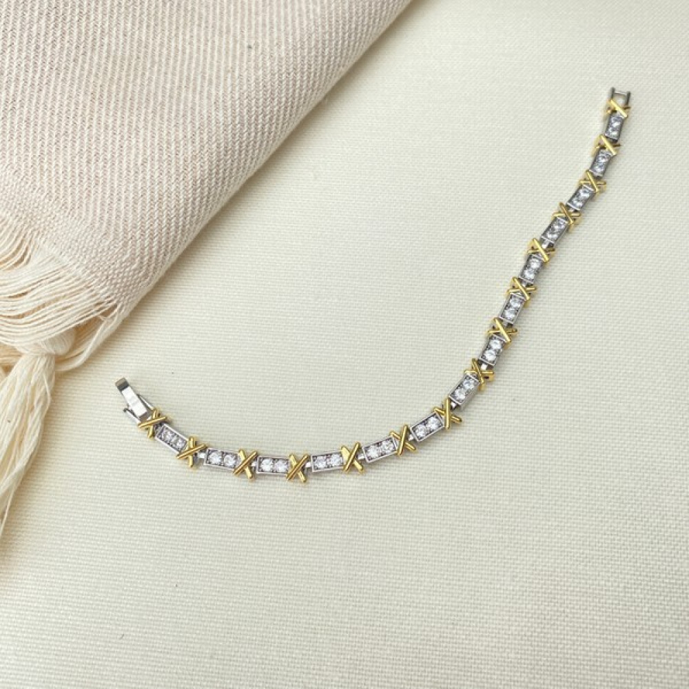 Kyver Xoxo Bileklik Tiffany Model Yüksek Kalite 316 L Paslanmaz Çelik Silver-Gold 18 cm - Silver Saat ve Bileklik Aksesuarı Fiyatı