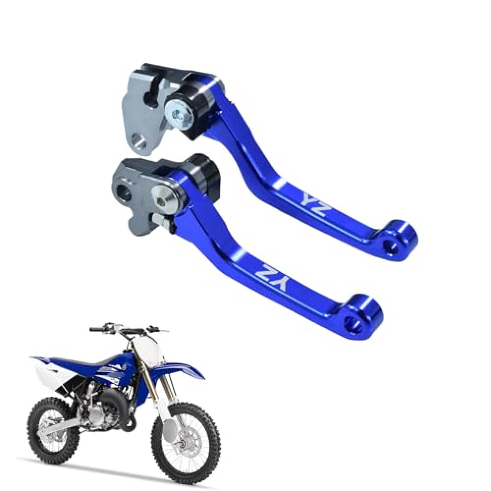 KZLM Motorcycle CNC Foldable Clutch Brake Lever Pivot Handle for YZ80 YZ85 2001-2014 TTR230 2005-2023 Dirt Bike (Blue)