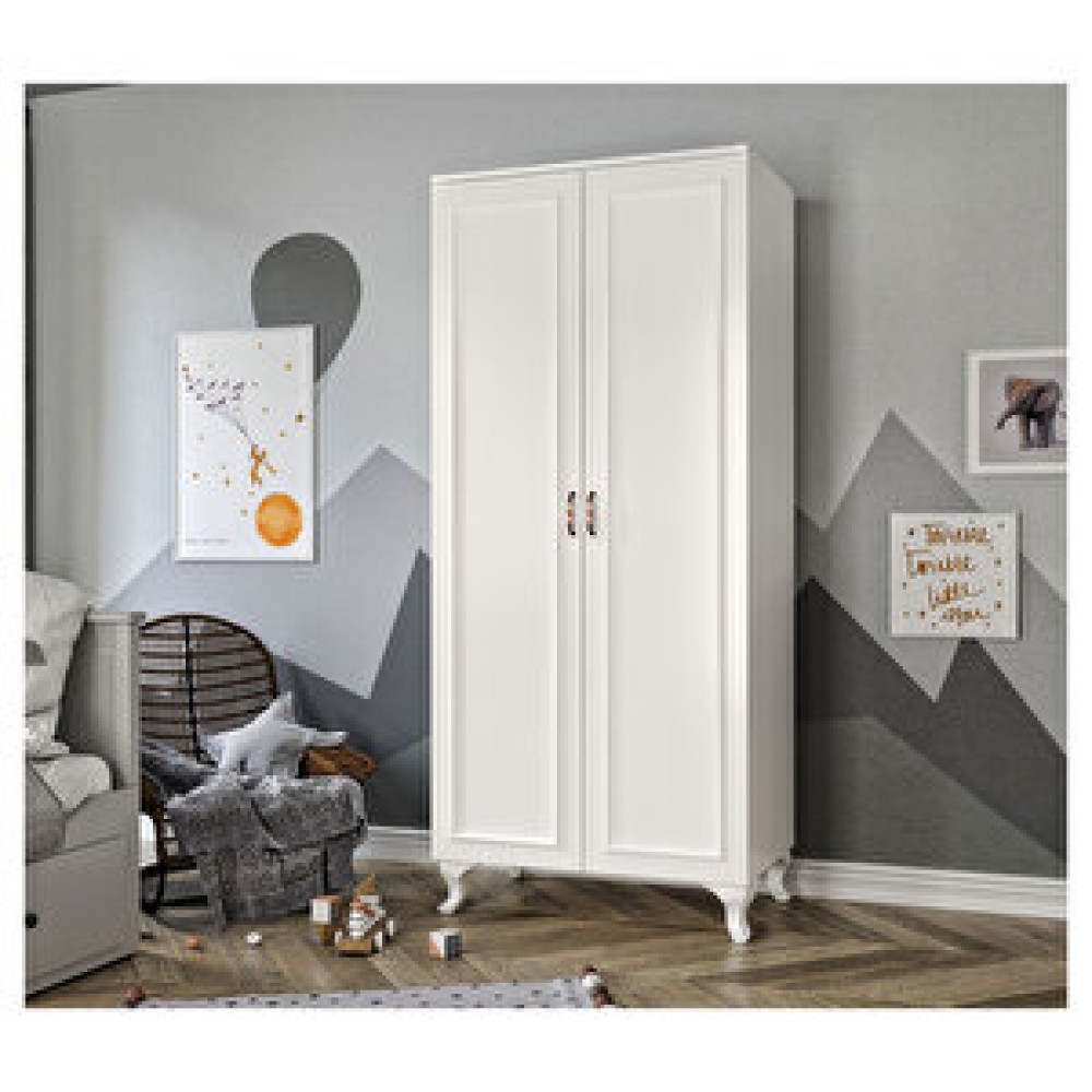 Kzn Home 2 Kapakli Country Mdf Gardirop Beyaz Gardrop & Dolap Fiyatı
