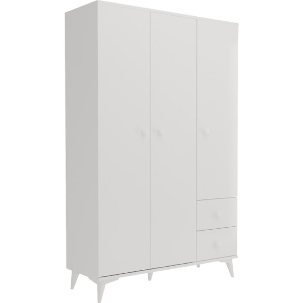 Kzn Home Akasya 3 Kapaklı 2 Çekmeceli Mdf Gardrop Elbise Dolabı Beyaz - Tamamı 1. Kalite Mdf Gardrop & Dolap Fiyatı