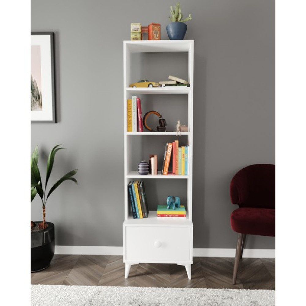 Kzn Home Akasya Çekmeceli Kitaplık Beyaz - Tamamı 1. Kalite Mdf Kitaplık Fiyatı