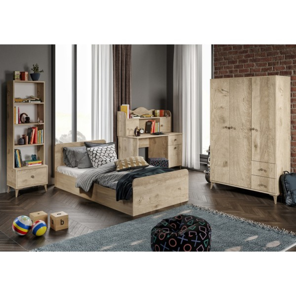 Kzn Home Akasya Modern Genç Odası Takımı Meşe - 4 Parçalı ve Tamamı 1. Kalite Mdf - Antik Meşe Genç Odası Takımı / Seti Fiyatı
