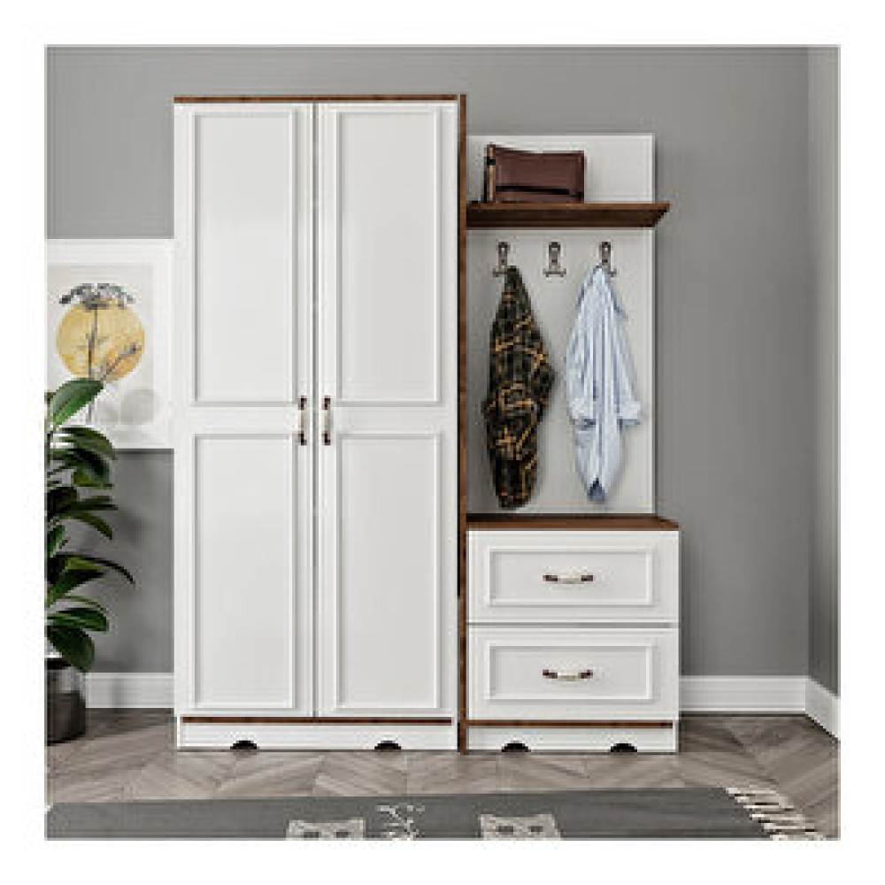 Kzn Home Çekmeceli Country Moduler Mdf Portmanto Portmanto Fiyatı