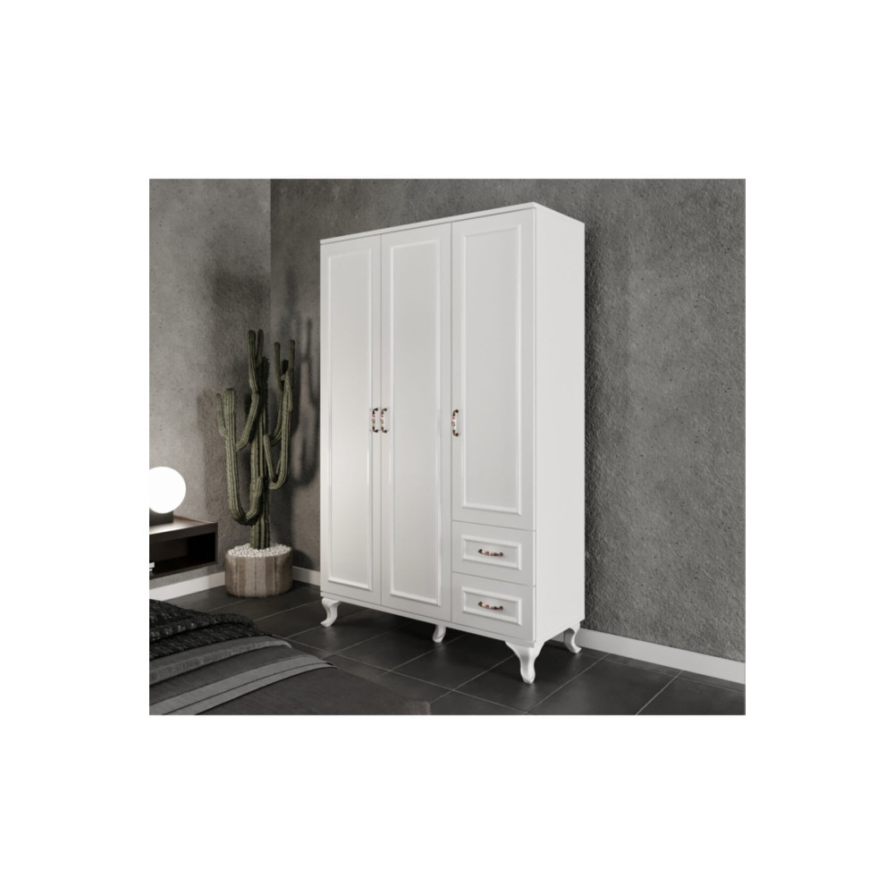 KZNHOME Kartopu 3 Kapaklı 2 Çekmeceli Country Gardırop - Tamamı 1. Kalite Mdf 178 cm Beden Gardrop & Dolap Fiyatı