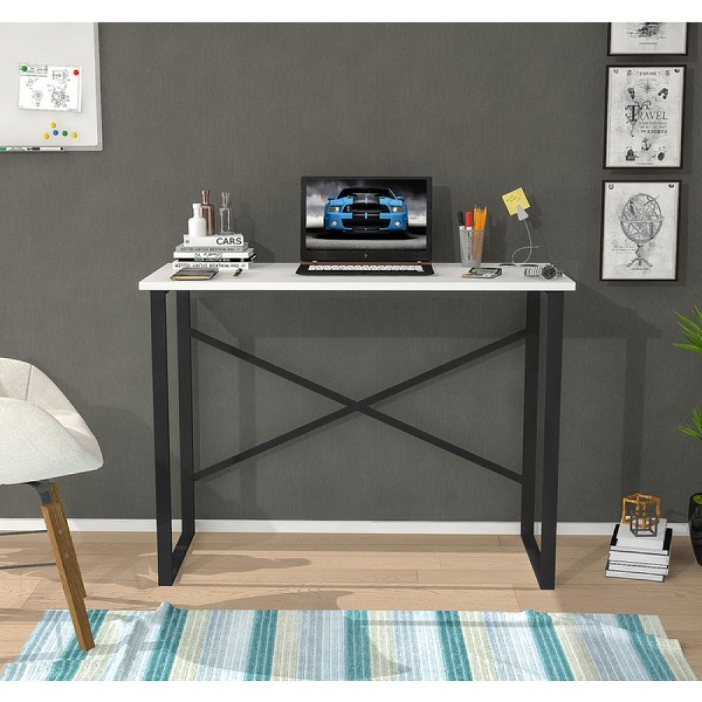 Kzy Metal Beyaz Çalışma Masası Bilgisayar Masası Ofis Ders Yemek Masası - Y: 72 cm D: 45 cm G: 90 cm Çalışma Masası Fiyatı