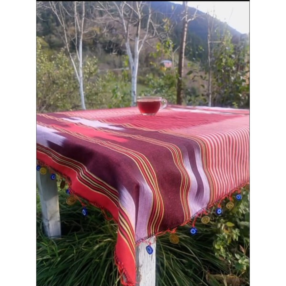 La Bella Collection Keşan Kumaş Masa Örtüsü Liralı Çok Amaçlı 100X100 - Kırmızı - 100 x 100 cm Masa Örtüsü Fiyatı
