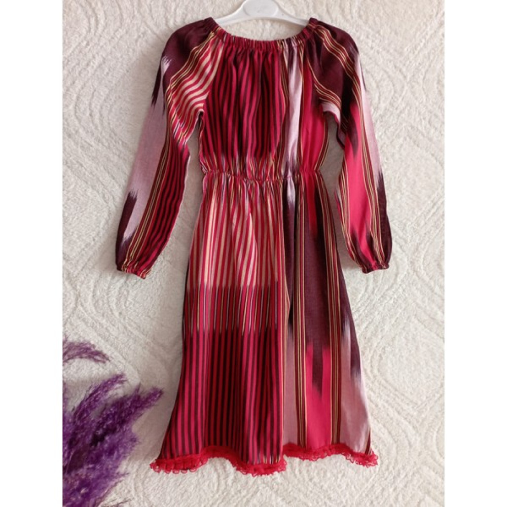 La Bella Collection Kız Çocuk Keşan Kumaş Kırmızı Fistolu Uzun Kollu Elbise Kız Çocuk Elbise Fiyatı