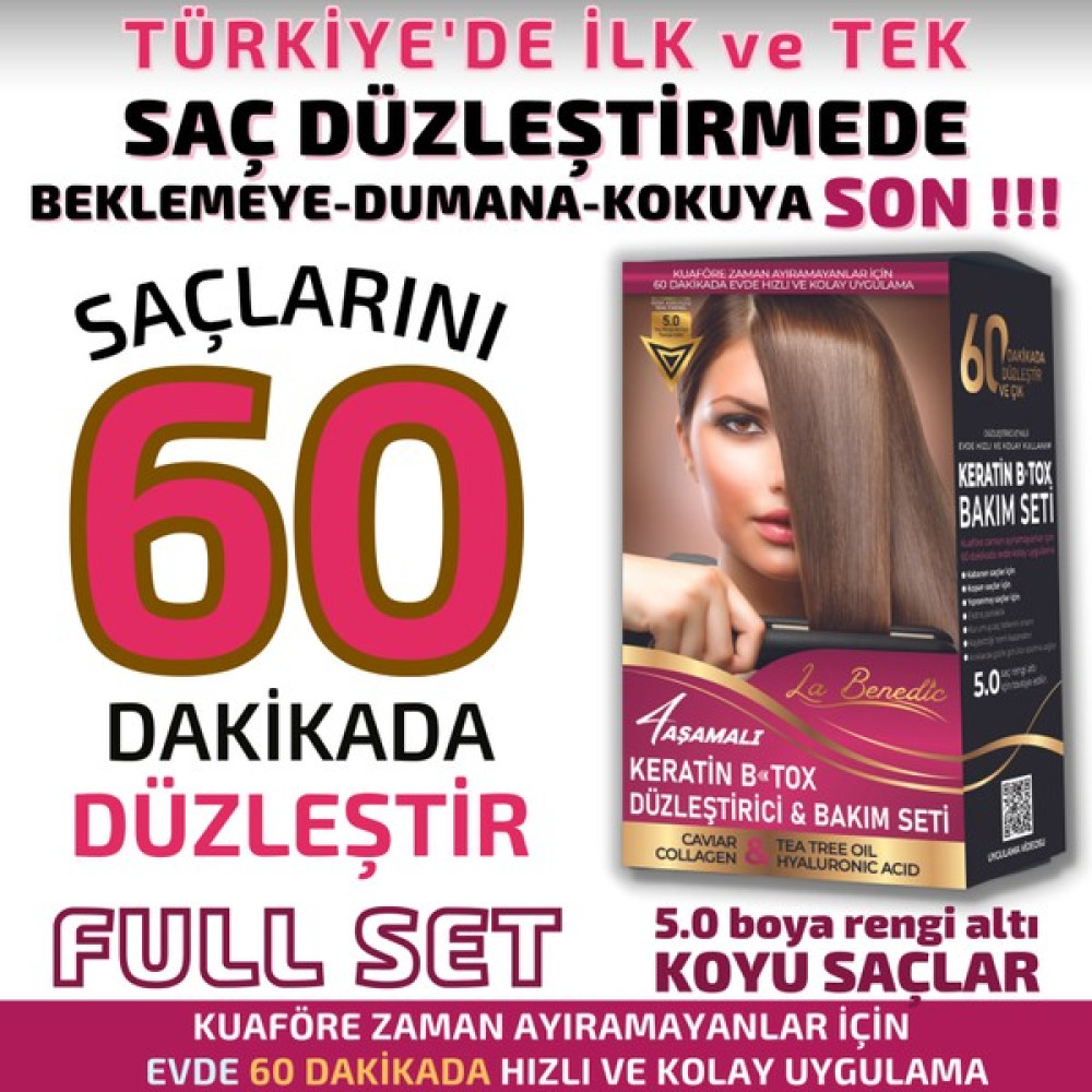 La Benedic 4 Aşamalı Keratin Botox Hızlı Düzleştirici & Bakım Full Set - Koyu Renkli Saçlar İçin Saç Bakım Maskeleri & Serumlar & Spreyler Fiyatı