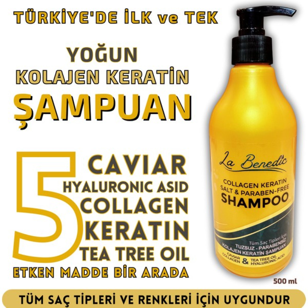 La Benedic Collagen Keratin Salt & Paraben Free Onarıcı Şampuan Tüm Saç Tipleri İçin 500 ml Şampuan ve Saç Kremi Fiyatı