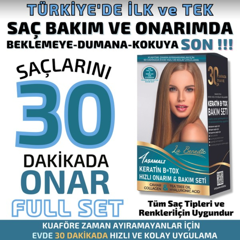 La Benedic Tr'de ILK ve TEK 4 Aşamalı Keratin Botox Hızlı Onarım&bakım Full Set - Tüm Saç Renk ve Tipler Saç Bakım Maskeleri & Serumlar & Spreyler Fiyatı