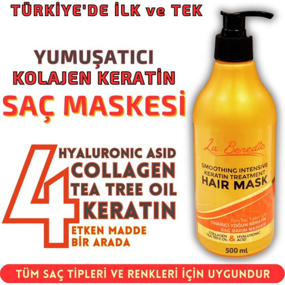 La Benedic Yumuşatıcı Yoğun Keratin Collagen Tüm Saç Tipleri İçin Saç Bakım Maskesi 500 ml Saç Bakım Maskeleri & Serumlar & Spreyler Fiyatı