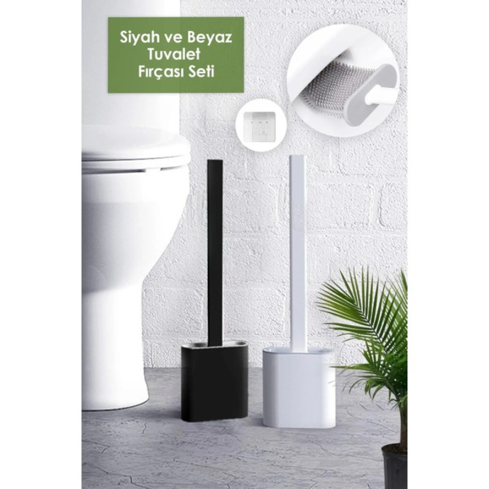 La Clem 2li Set Beyaz ve Siyah Renk Silikon Tuvalet Fırçası Set Bükülebilir Pratik Slikon Wc Klozet Fırçası Ev & Dekorasyon Aksesuarları Fiyatı
