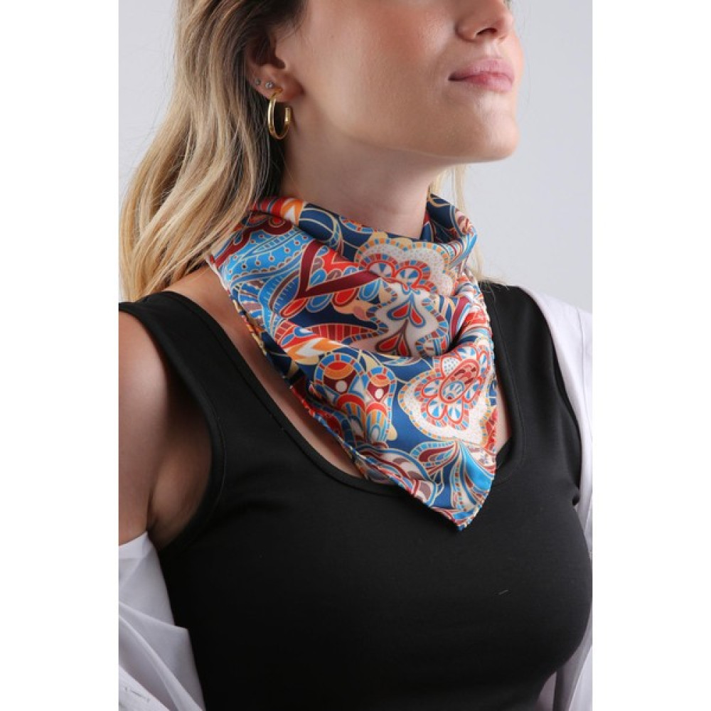 La Pescara Çok Renkli Motif Desen Fular Bandana 55-55 cm KDNF28 Şal / Fular & Eşarp Fiyatı