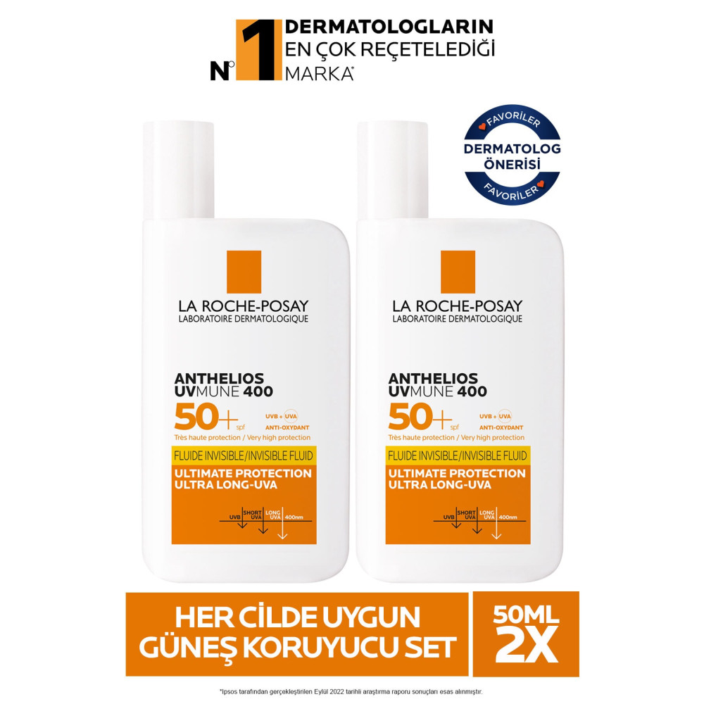 La Roche Posay Anthelios Uvmune Fluide Her Cilde Uygun Yüksek Korumalı Yüz Güneş Kremi Set 50 Mlx2 Güneş Kremleri ve Losyonları Fiyatı
