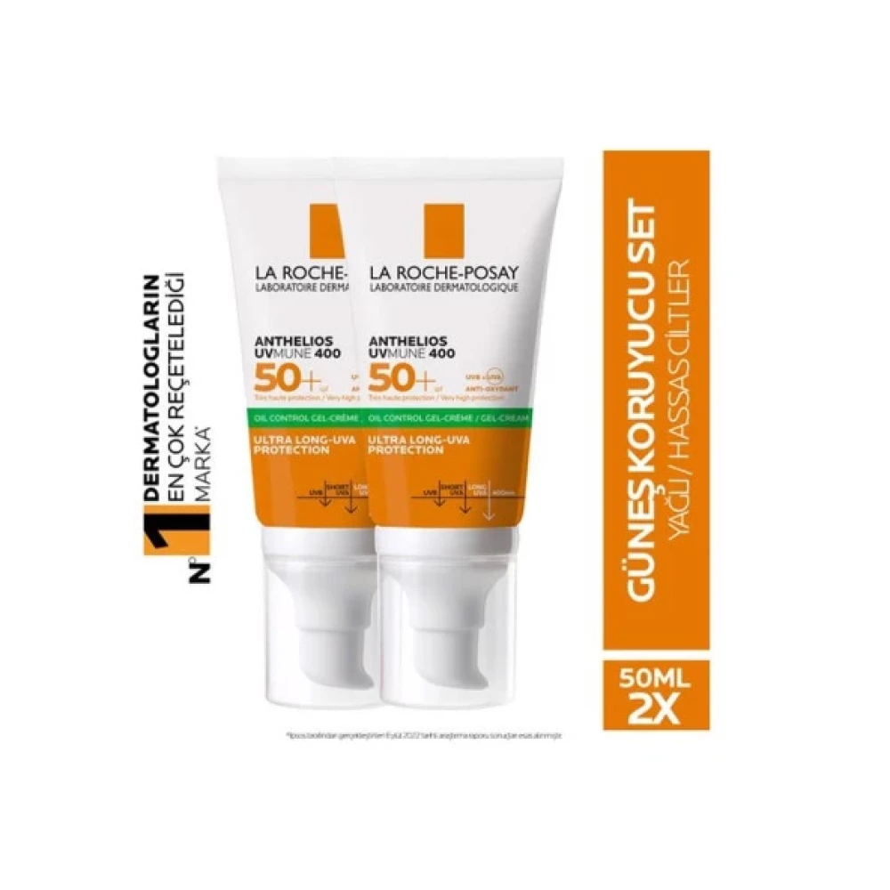 La Roche Posay Anthelios Uvmune400 Spf50 Oil Control Jel Krem (Dry Touch) 50 Ml - 2 Adet - Skt:04/2026 Güneş Sonrası Kremler ve Losyonları Fiyatı
