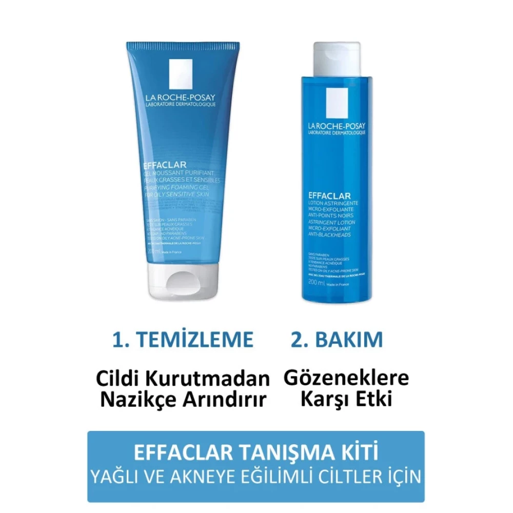 La Roche Posay Effaclar Jel 200 Ml + La Roche Posay Effaclar Sıkılaştırıcı Tonik 200 Ml Cilt Temizleme ve Peeling Fiyatı