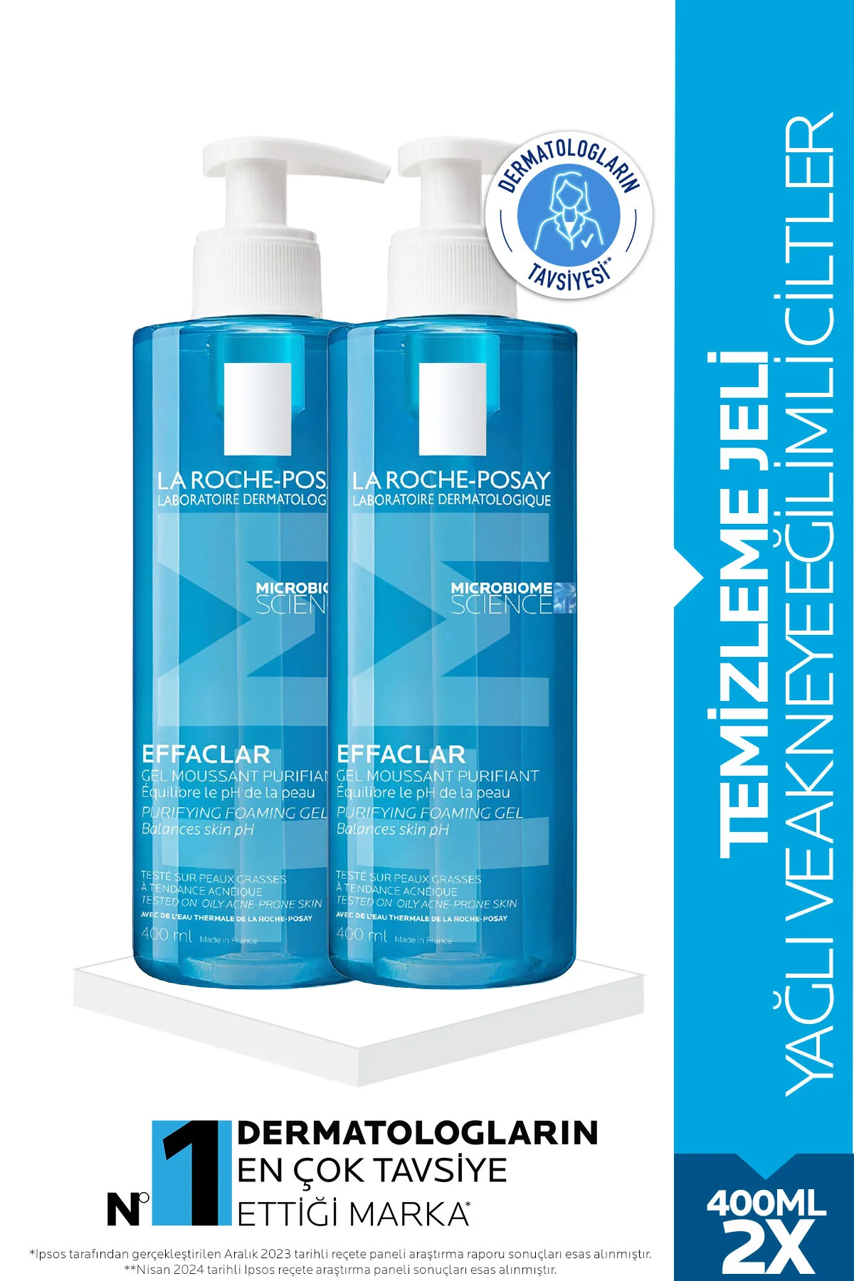 La Roche Posay Effaclar Jel Temizleme Jeli Yağlı/akneye Eğilim Gösteren Ciltler 400 ml X 2 Cilt Temizleme ve Peeling Fiyatı