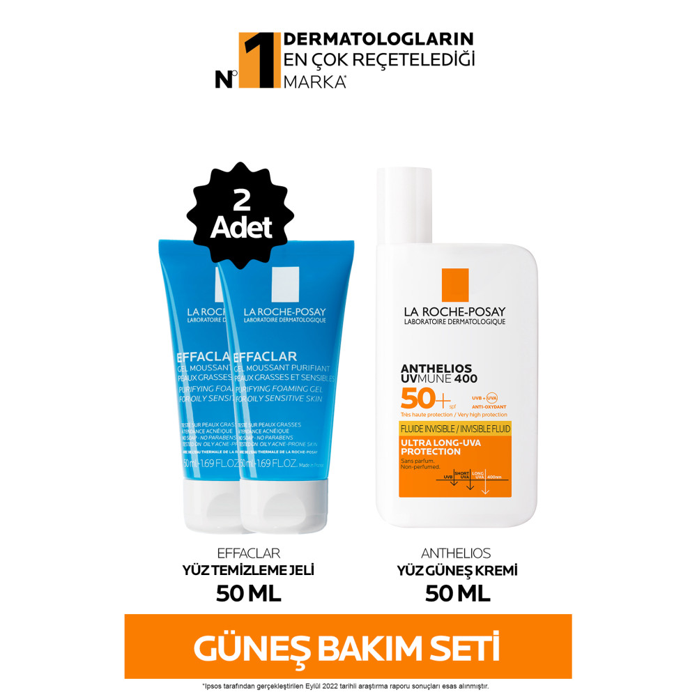 La Roche Posay Güneş Bakım seti: Effaclar Yüz Temizleme Jeli 50mlx2&Uvmune Fluide Güneş Kremi 50ml Cilt Temizleme ve Peeling Fiyatı
