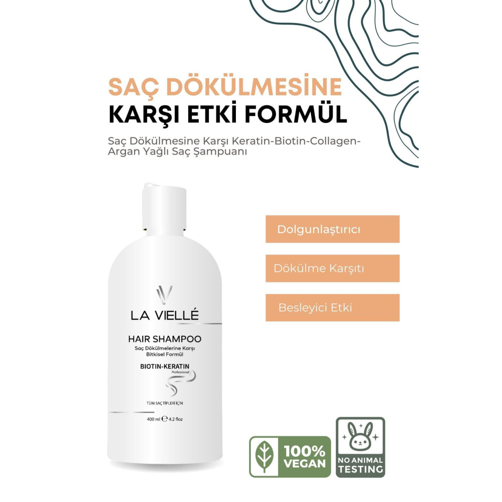 La Vielle Saç Dökülmesine Karşı Bakım Şampuanı Biotin ve Keratin Özlü Bitkisel Şampuan 400 ml Şampuan ve Saç Kremi Fiyatı