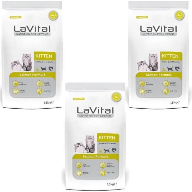 La Vital Somon Balıklı Yavru Kedi Maması 1,5 Kg*3 Adet Evcil Hayvan Ürünleri Fiyatı