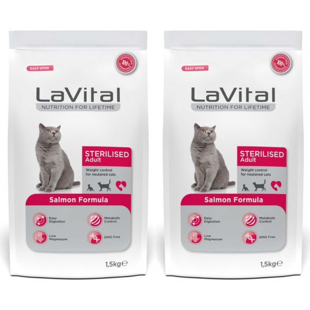 La Vital Somonlu Premium Kısır Kedi Maması 1.5 kg 2'li Paket Evcil Hayvan Ürünleri Fiyatı