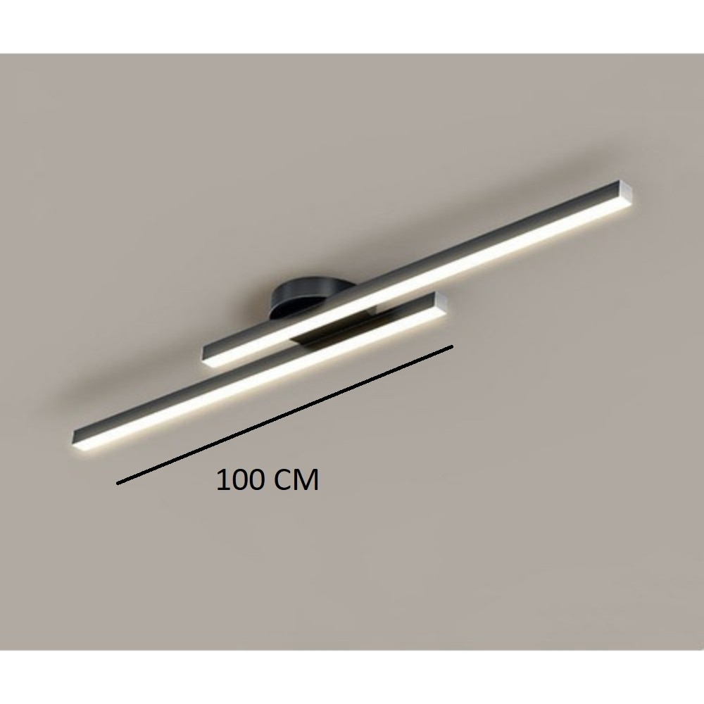 Laaysa Modern Tavan Koridor Aydınlatması Çubuk LED Siyah Günışığı Lineer Avize Armatür ikili 100 cm çubuk uzunluğu toplam uzunluk 140 CM Avize Fiyatı