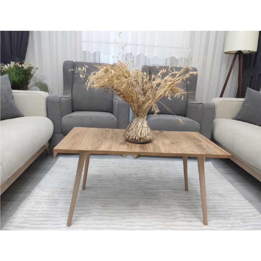 Labarna Orta Sehpa Ceviz Renk Ahşap Ayaklı Modern Tasarım 90x45 cm Suntalam Üst Yüzey Orta Sehpa Fiyatı