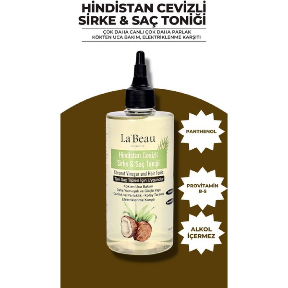 La'Beau Cosmetic Hindistan Cevizli Sirke & Saç Toniği Kepek ve Kabuklanmaya Etkili Kolay Tarama Saç Bakım Maskeleri & Serumlar & Spreyler Fiyatı