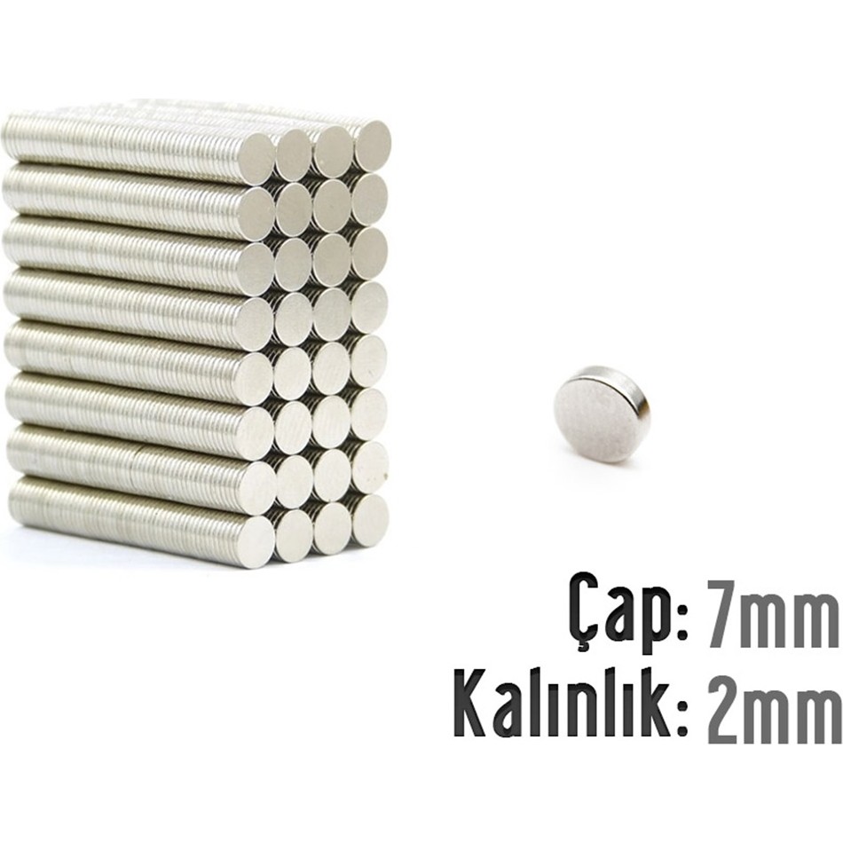 Labshop41 Neodyum Mıknatıs Silindir Çap 7mm , Kalınlık 2mm ( 20 Adet) - Gümüş SSD / Solid State Drive Fiyatı