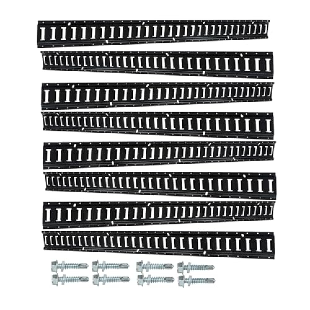 labwork 8 PCS Powder Coat Black E Track Tie Down Rail Kit 5 Foot for Garages Van Trailers Motorcycle Tie Downs Heavy Loads Up to 2000 lbs