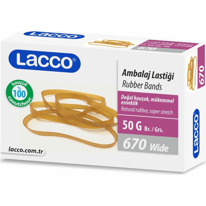 Lacco 670 Geniş Ambalaj Lastiği 50 gr Doğal Kauçuk Esnek Yapı ile Kullanıma Uygun Diğer Fiyatı