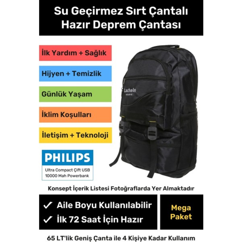 Lacheln Mega Paket Tam Kapsamlı Hazır Deprem Çantası Afad Akut Için 3 4 5 Kişilik En Iyi Büyük Çanta Ilk Yardım Acil Durum Seti Yaşam Kiti Medikal Ürünler Fiyatı