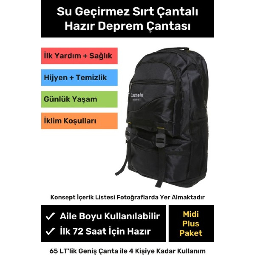 Lacheln Midi Plus Paket Tam Kapsamlı Hazır Deprem Çantası Için Ilk Yardım Acil Durum Seti 3 4 5 Kişilik En Iyi Büyük Çanta Afad Akut Yaşam Kiti Medikal Ürünler Fiyatı