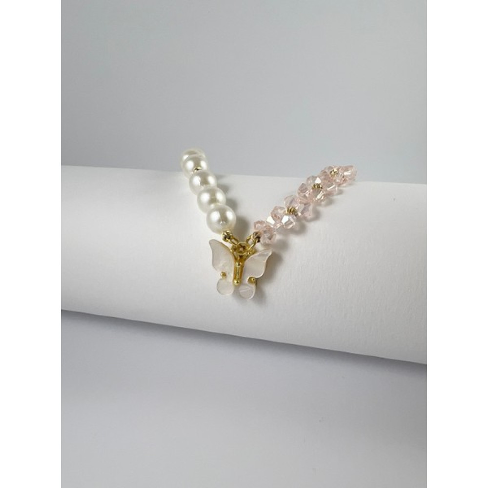 Lacinello Jewelry Rose Kelebekli Piramit Inci Boncuklu Tasarım Kolye Bijuteri Kolye Fiyatı