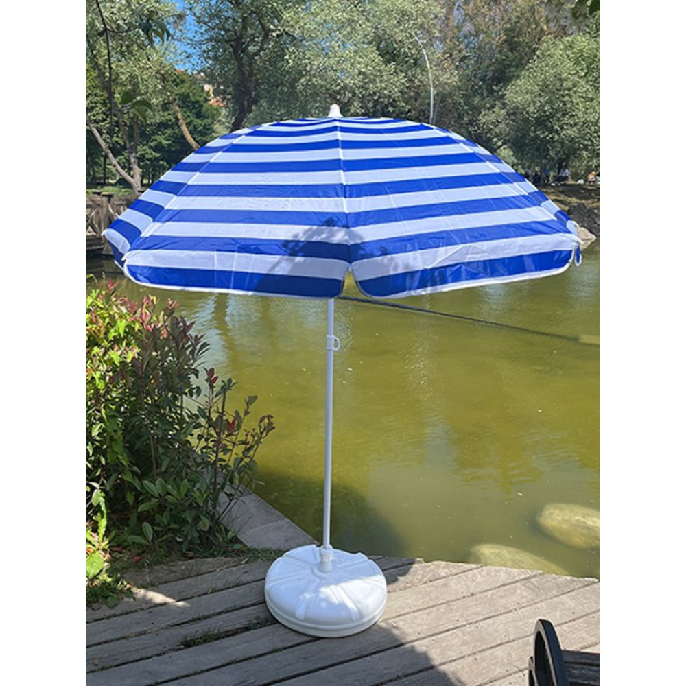 Lacivert-Beyaz Renkli 8 Tel Fiberglass Gövdeli 360C° Dönen Başlıklı Plaj Deniz Şemsiyesi 2 Metre Mobilya & Dekorasyon Fiyatı