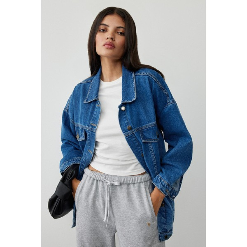 Lacivert Oversize Pamuklu Kot Ceket Bayan Jeans / Kot Pantolon Fiyatı