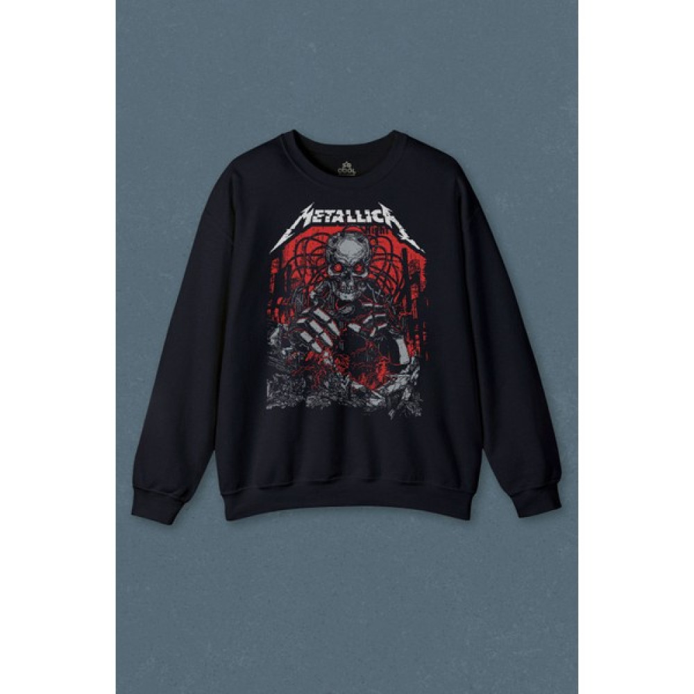 Lacivert Sweatshirt Metallica Rock Music Metal Skull Kuru Kafa James Lars Kırk Robert Baskılı Unisex Sweet Erkek Sweatshirt Fiyatı