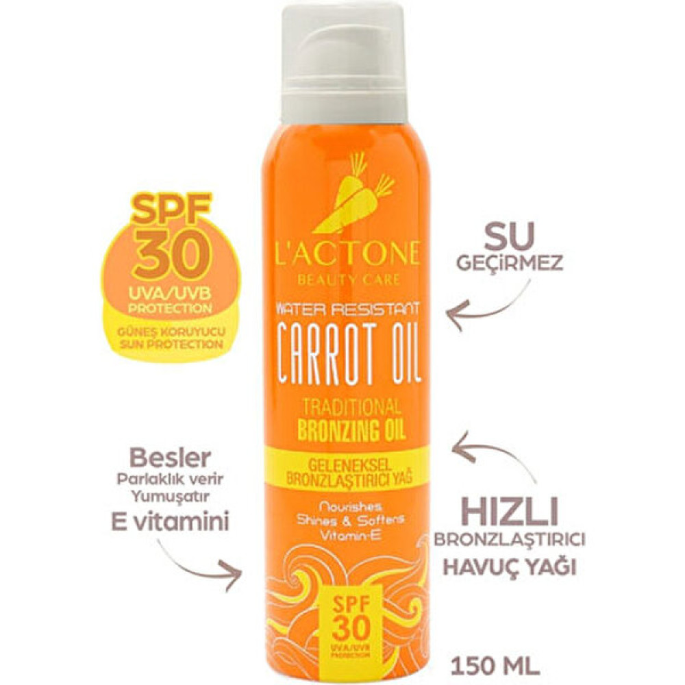 L'ACTONE Havuçlu Bronzlaştırıcı Güneş Yağı 30 Spf 150 ml Güneş Kremleri ve Losyonları Fiyatı