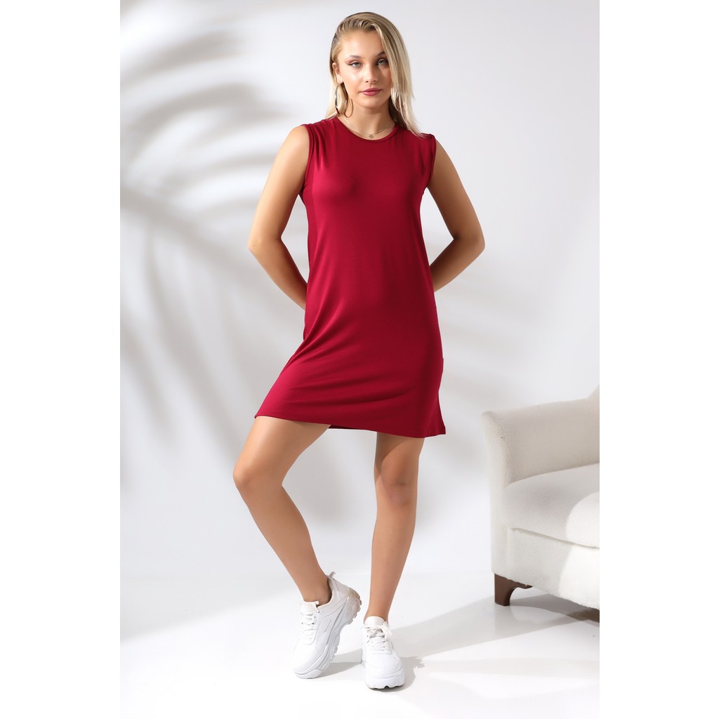 Ladies Kolsuz Uzun Tunik 20390 Bordo Tunik Fiyatı