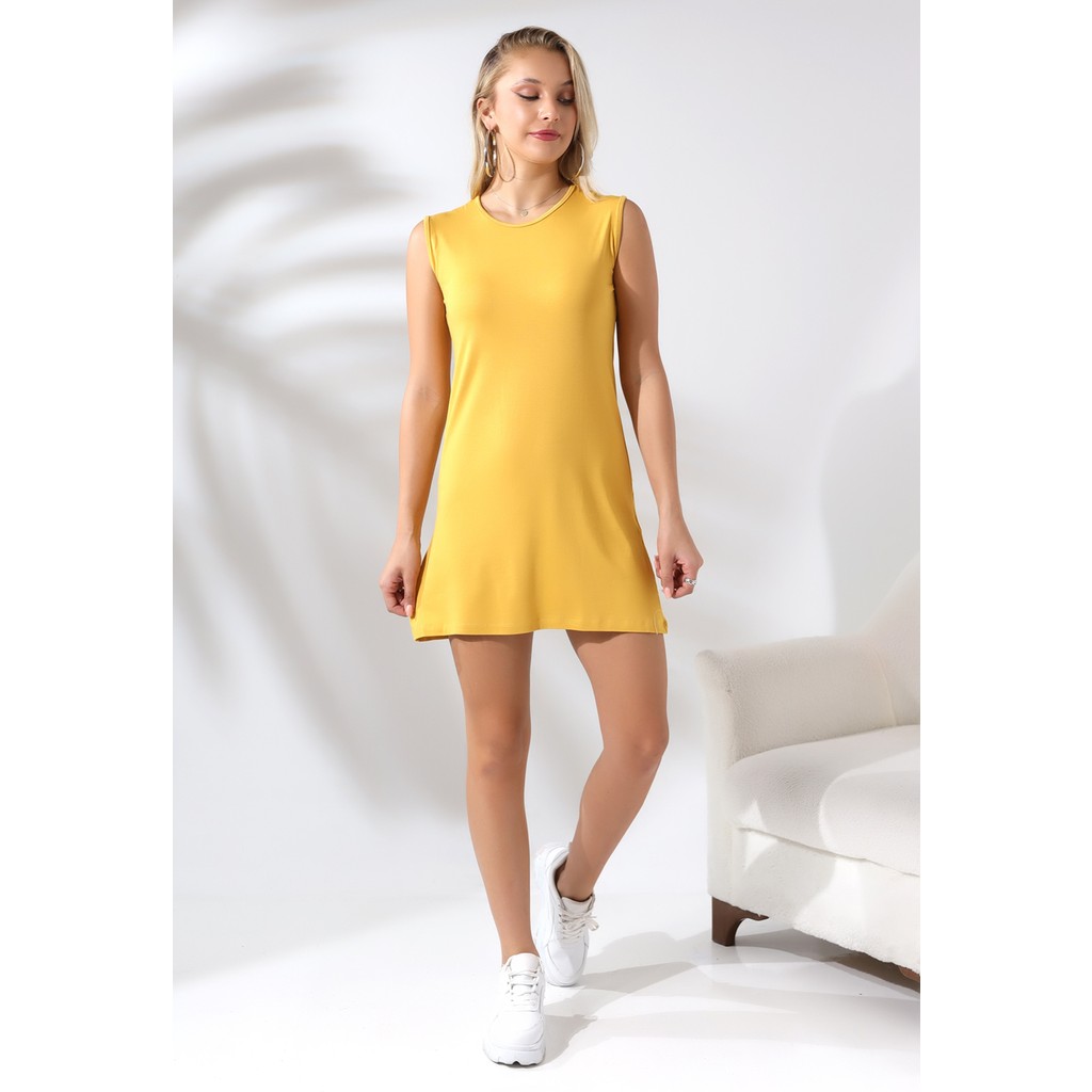 Ladies Kolsuz Uzun Tunik 20390 Hardal Tunik Fiyatı
