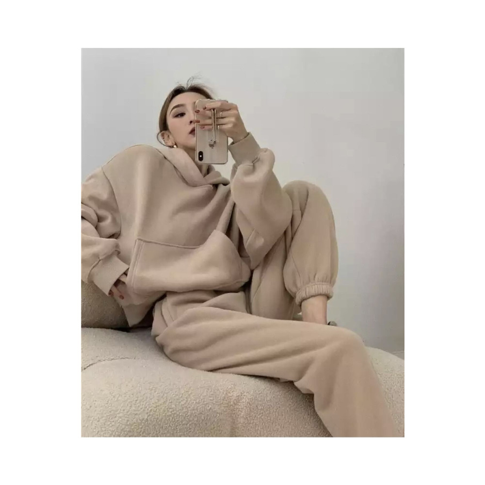 LADY FACE Kapüşonlu %100 Pamuk Tam Kışlık Içi Komple Şardonlu Süper Oversize Kadın Eşofman Takımı XL Beden Kadın Eşofman Fiyatı