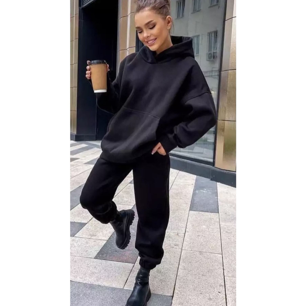 LADY FACE Kapüşonlu Soft Baskısız Düz Renk Tam Kışlık Kalın Oversize Kadın Eşofman Takımı 6XL Beden Kadın Eşofman Fiyatı