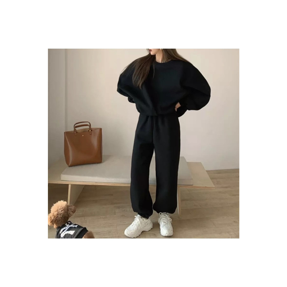 LADY FACE Yuvarlak Yaka Tam Oversize Salaş Sokak Stili Kışlık Kadın Eşofman Takımı L-XL Beden Kadın Eşofman Fiyatı
