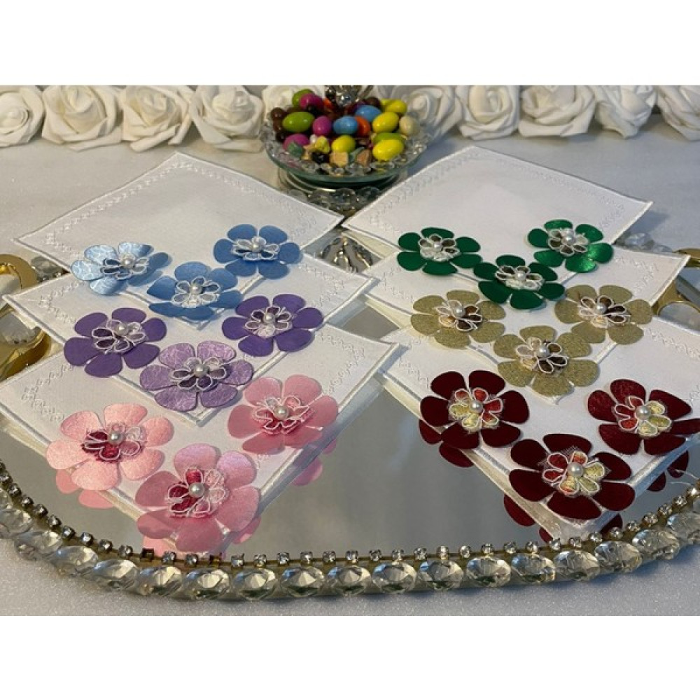 Lady Rio Kahve Yanı Peçete,kokteyl Peçetesi,sunum Peçetyesi,tepsi Peçetesi,nakışlı Peçete,3 Boyutlu Incili (6 Adet) - 13 x 13 cm - Renkli Masa Örtüsü Fiyatı